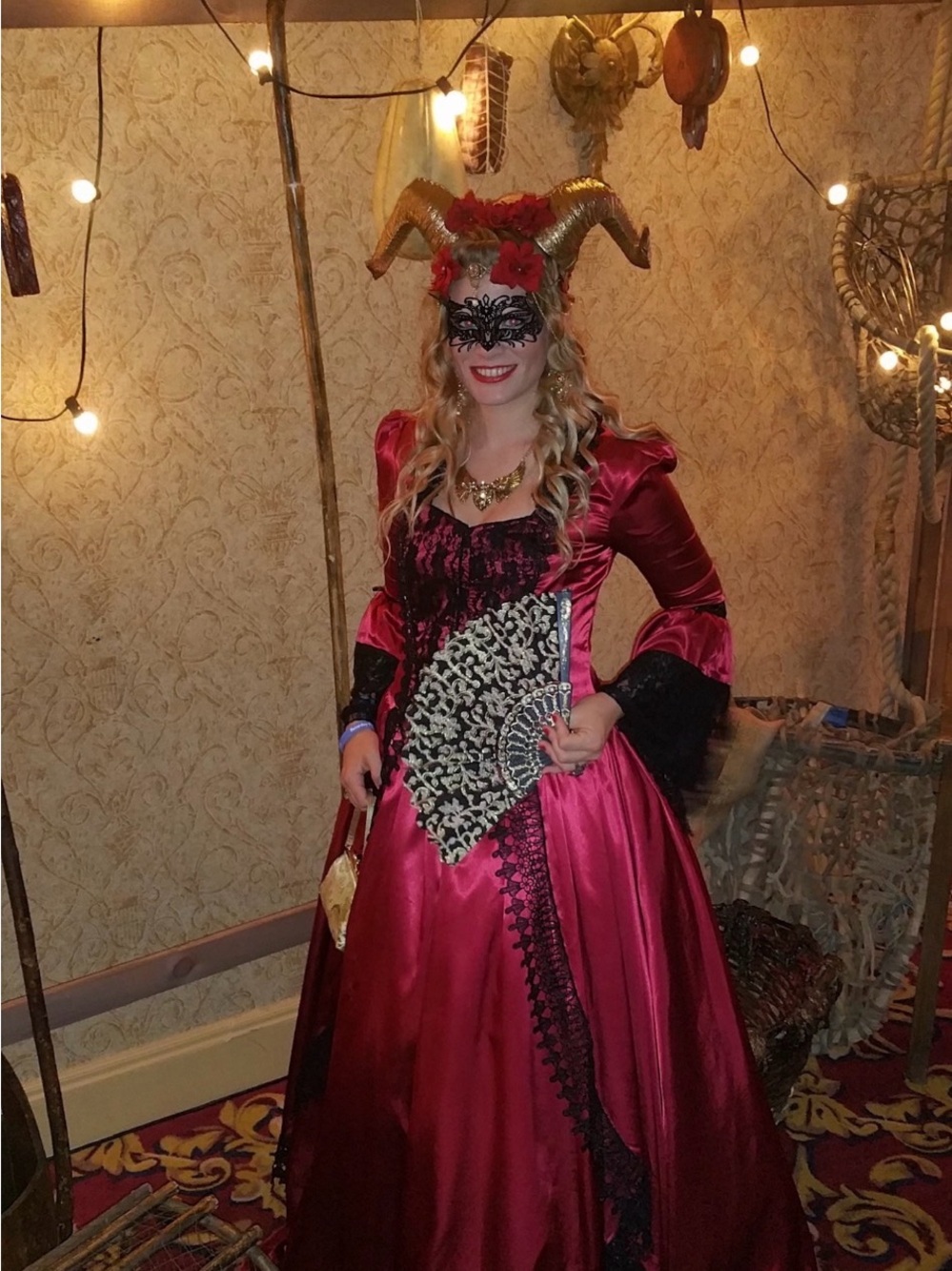 Victorian Choice Red Satin Victorian Masquerade Ball Gown Costume size M
